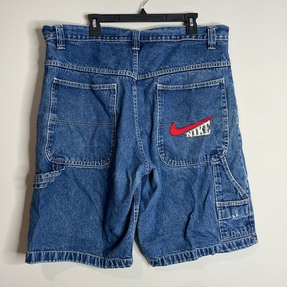 Nike | Men's Vintage Y2K Blue Jean Shorts Embroidered Logo Size 42 - Picture 1 of 7